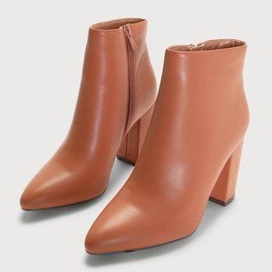 Cognac Faux Leather Booties Boots size 8